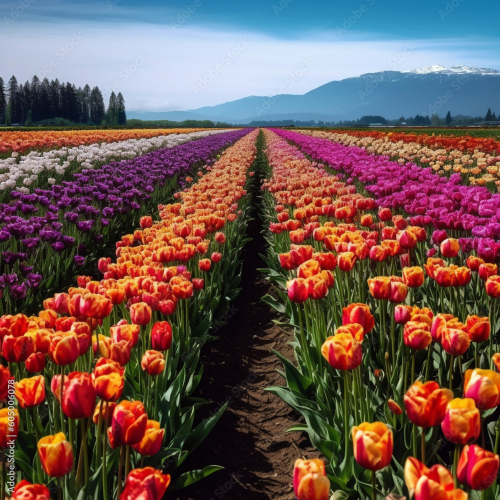 field of tulips created with Generative AI