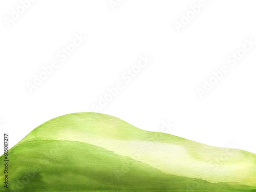 Watercolor hand drawn painting illustration fresh green grass isolated on a white background. Summer grassy element for design, nature landscape. Spring herb. Organic, bio, eco label and shape