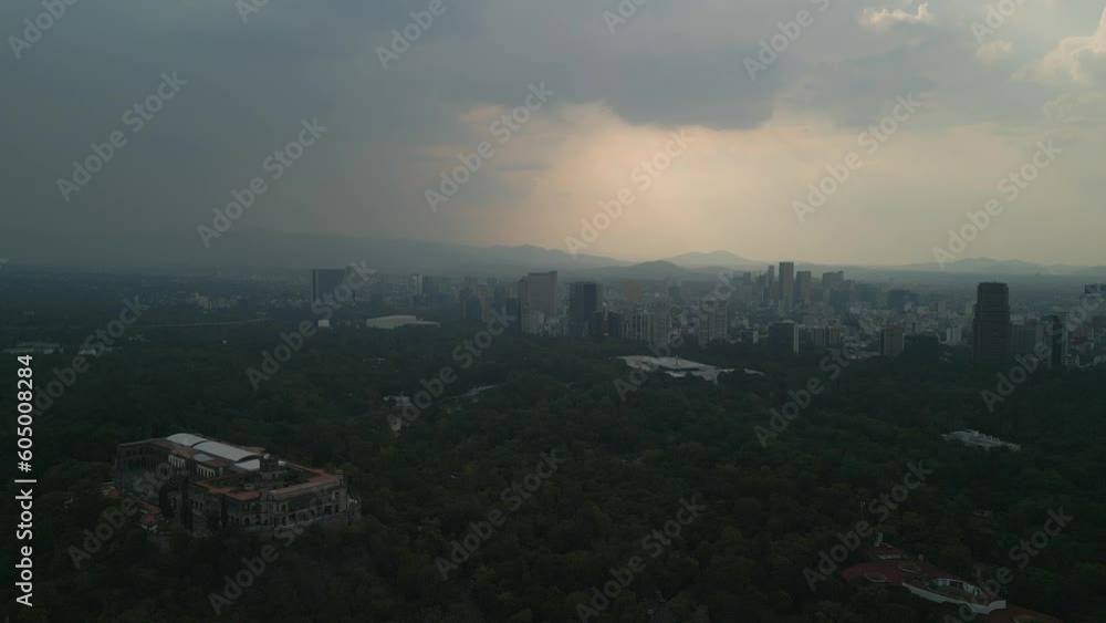 Aerial view of the Chapultepec Forest in Mexico City. Aerial view of the buildings of Mexico City. Castle chapultepec Aerial view of the Chapultepec Forest in Mexico City. Aerial view of the buildings of Mexico City. Castle chapultepec