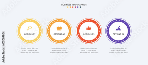 Wallpaper Mural Timeline infographic with infochart. Modern presentation template with 4 spets for business process. Website template on white background for concept modern design. Horizontal layout. Torontodigital.ca