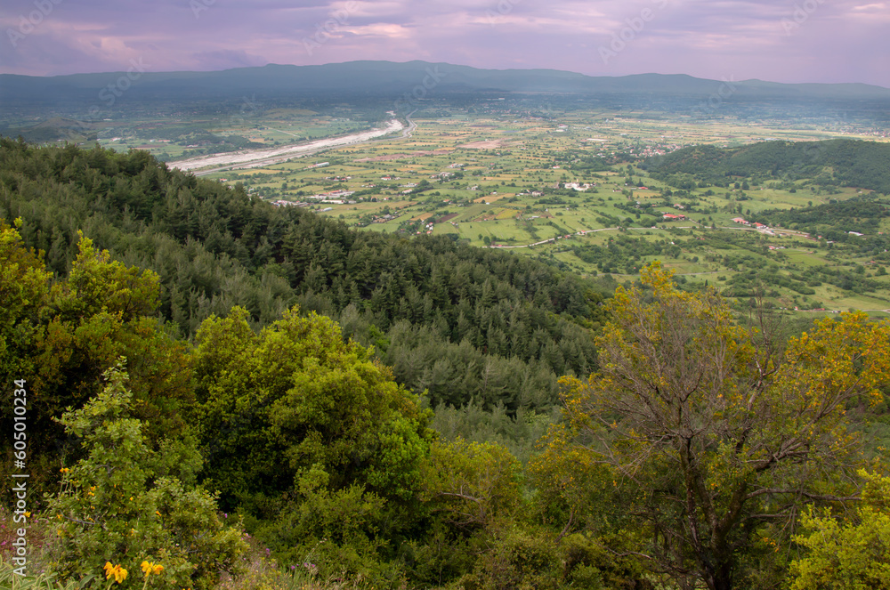 A view from itamos mountain in Pyli city. Trikala in central Greece.