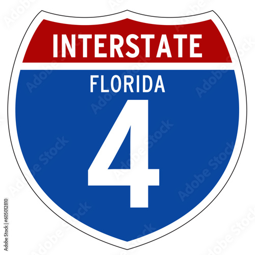Interstate 4 Sign, I-4, Florida, Isolated Road Sign vector