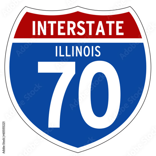 Interstate 70 Sign, I-70, Illinois, Isolated Road Sign vector
