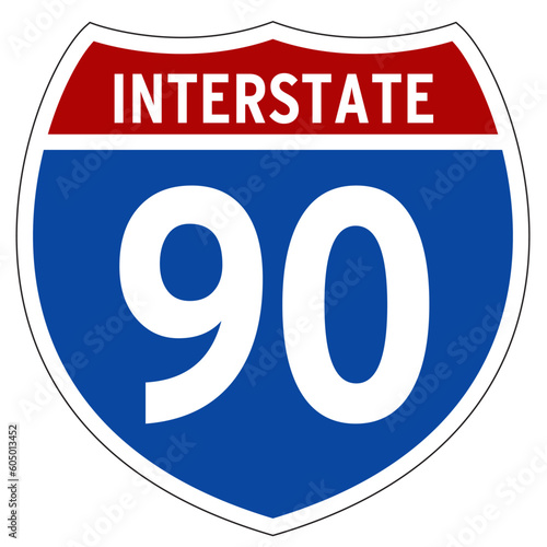 Interstate 90 Sign, I-90, Isolated Road Sign vector

