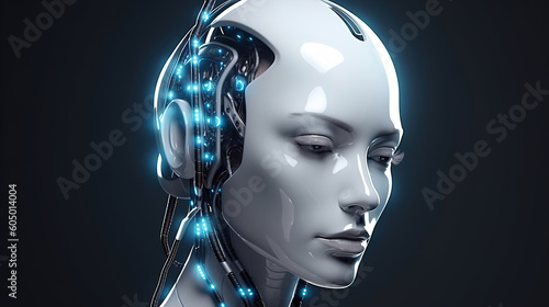The concept and visualization of the development and appearance of artificial intelligence. Robot and android domination. Ai generative