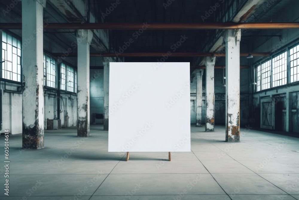 white blank canvas in a factory loft white blank canvas in a factory loft