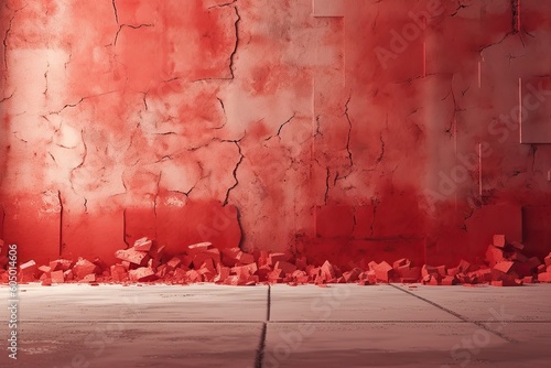 Abstract red and concrete background design Generative AI