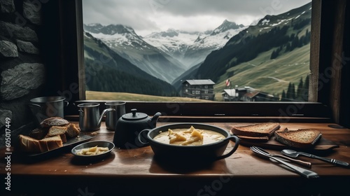 Fotografia Swiss Raclette in the Heart of the Alps