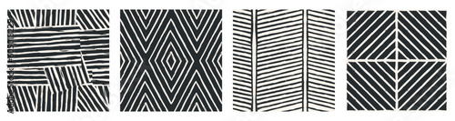 Set of Aesthetic Contemporary printable seamless pattern with abstract Minimal elegant line brush stroke shapes and line in nude colors.