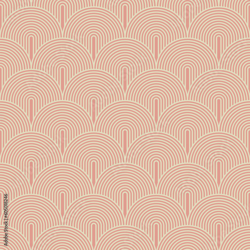 Vintage Art Deco Seamless Pattern. Line art geometric gold shapes. Modern ornaments vector illustration. Gatsby retro elegant background for fabric, wallpaper or wrapping