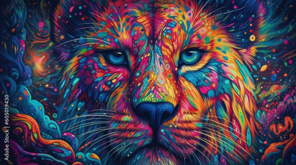 trippy animal portrait eyes and colors