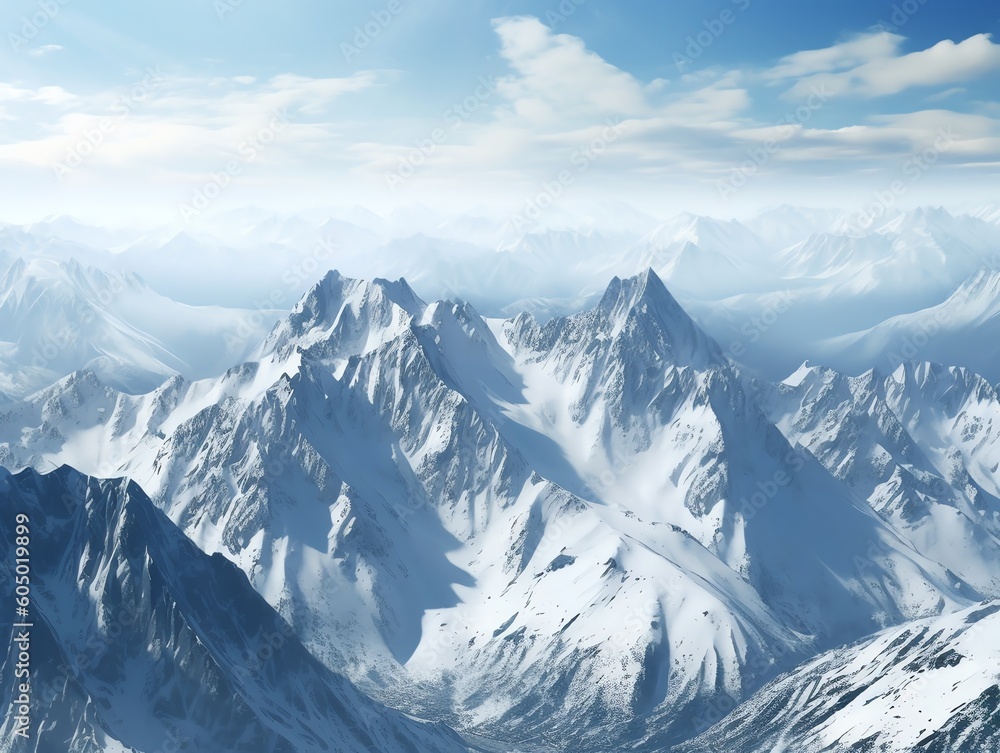Obraz premium Winter Peak Touring in Snowy Mountain Landscape