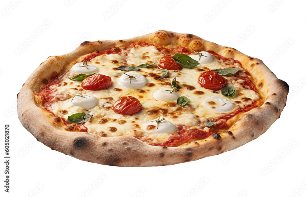 Traditional pizza on transparent background. Generative AI.