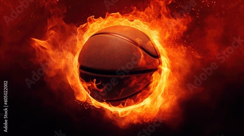 Fiery Basketball: A Powerful Sport Concept generated by AI
