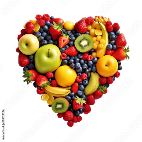 Heart made with fresh and healthy fruits