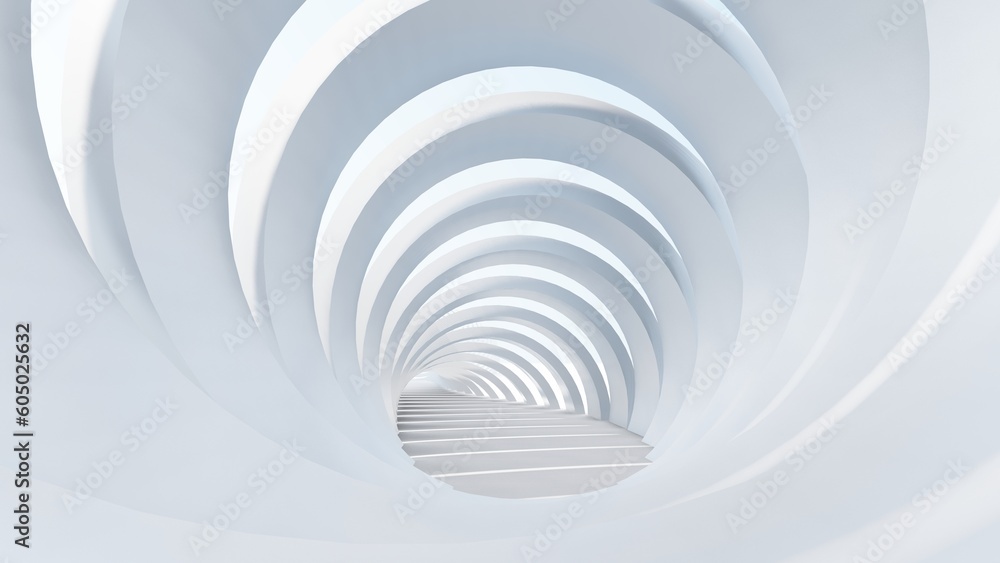 Naklejka premium Abstract white architecture background arched interior 3d render