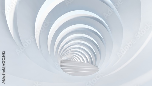 Abstract white architecture background arched interior 3d render