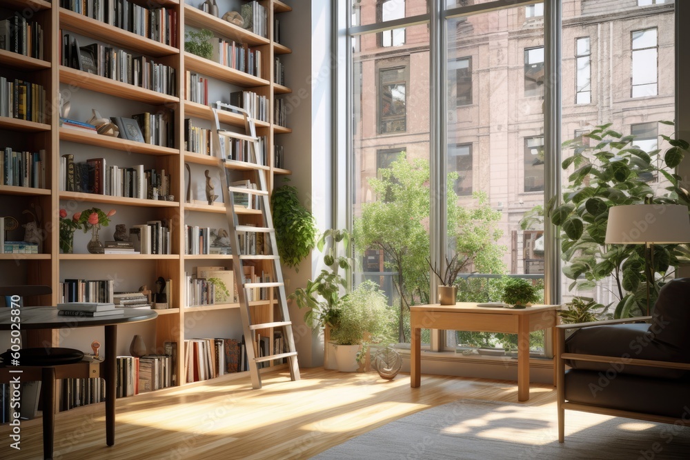 glass window wall view nature theme |,living room with nature behind glass windows ,modern nature themed living room ,fantastic view office room generative AI glass window wall view nature theme |,living room with nature behind glass windows ,modern nature themed living room ,fantastic view office room generative AI