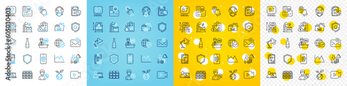 Vector icons set of Checklist, Spanner and Deflation line icons pack for web with New mail, Electricity factory, Food delivery outline icon. Fingerprint, Video camera, Report pictogram. Vector