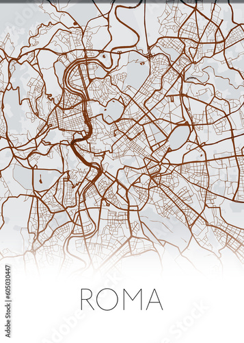 Rome, Italy red and white modern city map design