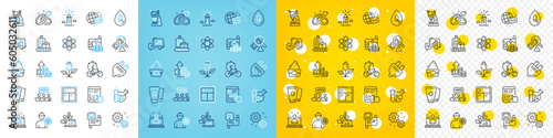 Vector icons set of Baggage belt, Engineer and Window line icons pack for web with Teamwork, Treasure map, Online voting outline icon. Eco power, Marriage rings, Bike timer pictogram. Vector