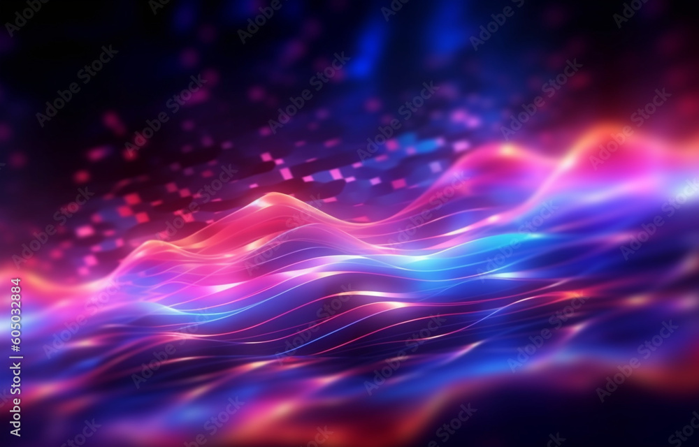 Fototapeta premium abstract futuristic background with pink blue neon wallpaper AI generative technology