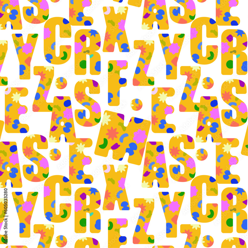A bright pattern of cheerful multicolored spotted letters A bright pattern of cheerful multicolored spotted letters