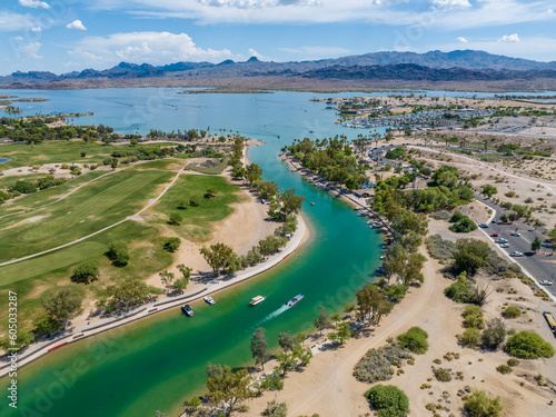 Obraz na płótnie Lake Havasu London Bridge Aerial w salonie