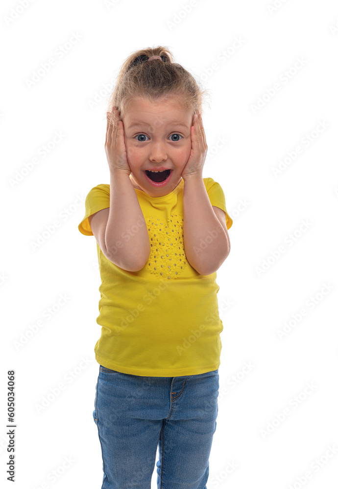 Surprised little girl isolated on white background. Surprised little girl isolated on white background.