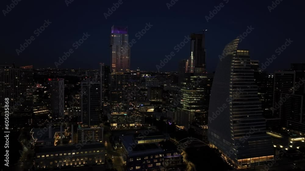 City Skyline at Night Austin Texas Drone City Skyline at Night Austin Texas Drone