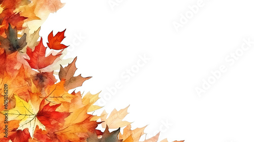 cascade of autumn leaves as a frame border  copyspace  generative ai