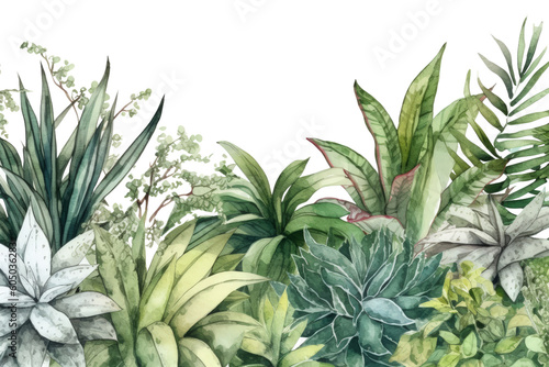A cluster of houseplants as a frame border  copyspace  generative ai