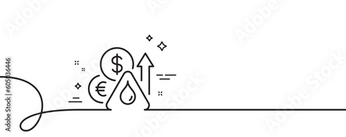 Fuel prices line icon. Continuous one line with curl. Petrol price sign. Diesel rate symbol. Fuel price single outline ribbon. Loop curve pattern. Vector