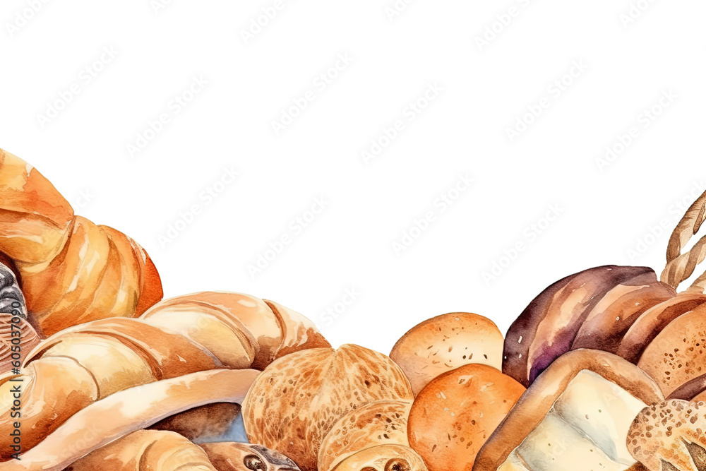 different breads from around the world as a frame border, copyspace ...