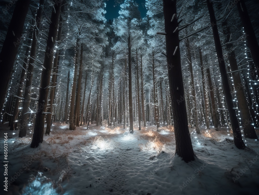 Naklejka premium Enchanted Forest of Christmas Eve