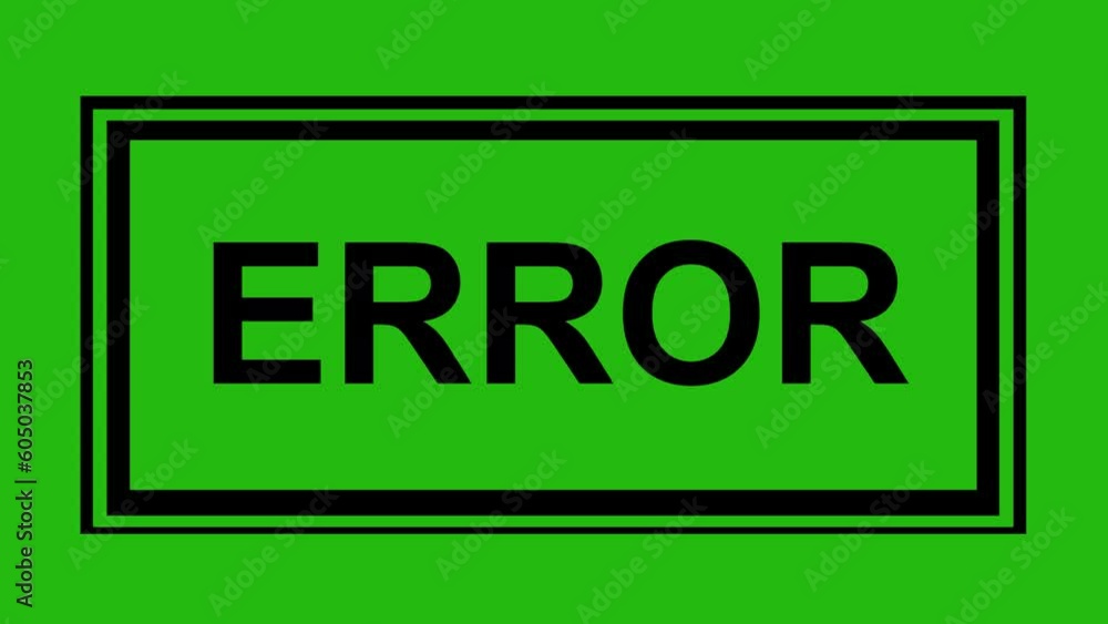 video animation black banner icon of the word error, on a green chroma key background video animation black banner icon of the word error, on a green chroma key background