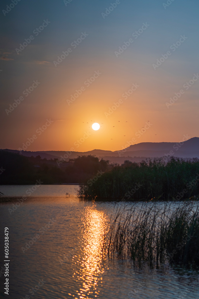 Sunrise in Lake Emre, located in the province of Afyon