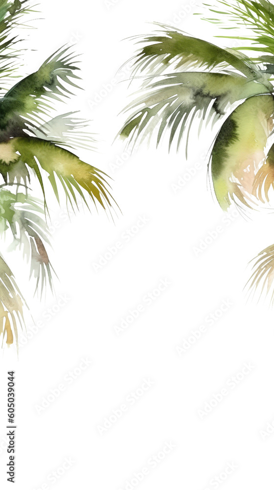 Naklejka premium palms and pampas as a frame border, copyspace, generative ai