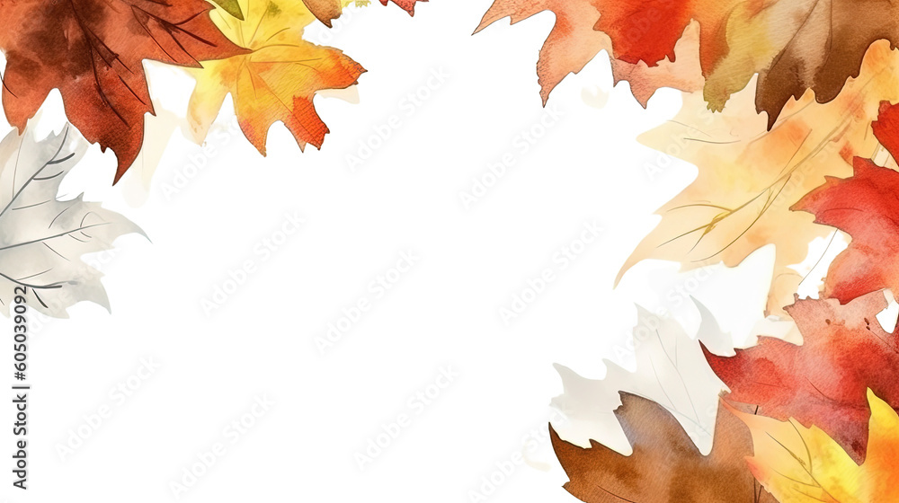 rustic autumn leaves forming a frame border, copyspace, generative ai