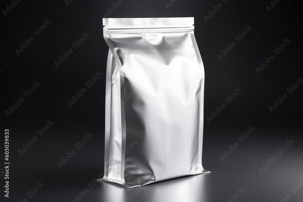 White blank foil food bag isolated. AI White blank foil food bag isolated. AI