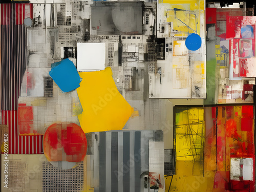 Wallpaper Mural Abstract modern collage and mixed media themed painting with complementary colors and dynamic bright shapes. generative ai illustration. Torontodigital.ca