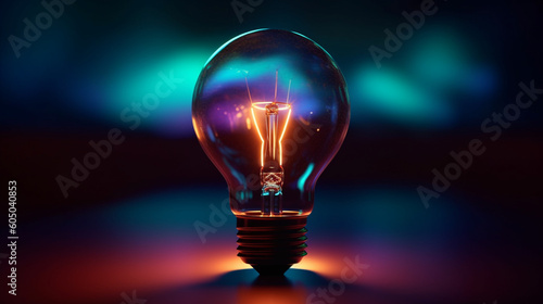 Metaphorical image, Glowing bulb stands out, representing innovation and leadership Generative AI photo
