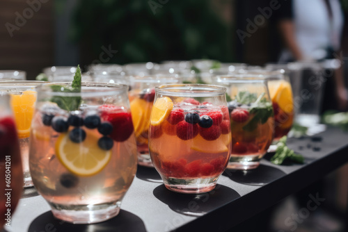 Fruity cocktail at the event in summer. AI