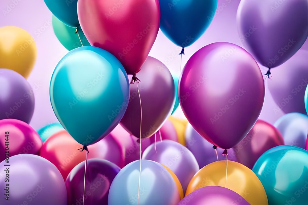 Colorful balloons pattern isolated on pink background. Birthday celebration Colorful balloons pattern isolated on pink background. Birthday celebration