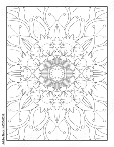 Mandala coloring page KDP interior. Mandala Coloring Book For Adult. Mandala Coloring Pages. Mandala Coloring Book. Seamless vector pattern. Black and white linear drawing. coloring page for children