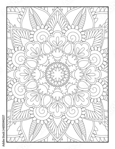 Mandala coloring page KDP interior. Mandala Coloring Book For Adult. Mandala Coloring Pages. Mandala Coloring Book. Seamless vector pattern. Black and white linear drawing. coloring page for children