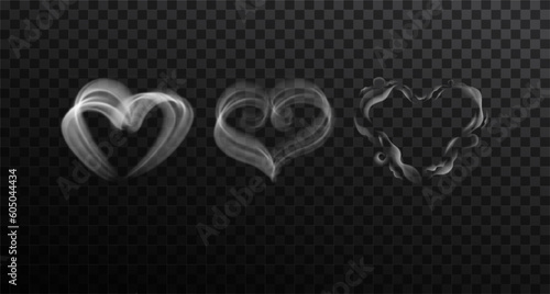 Love symbol from various white steam effect.