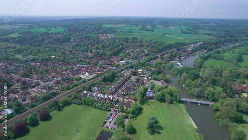 beautiful aerial view of Pangbourne, Village along River Thames in Berkshire, England photo