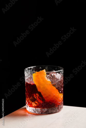 Negroni Cocktail classic Italian aperitif gin, bitter and sweet vermouth photo