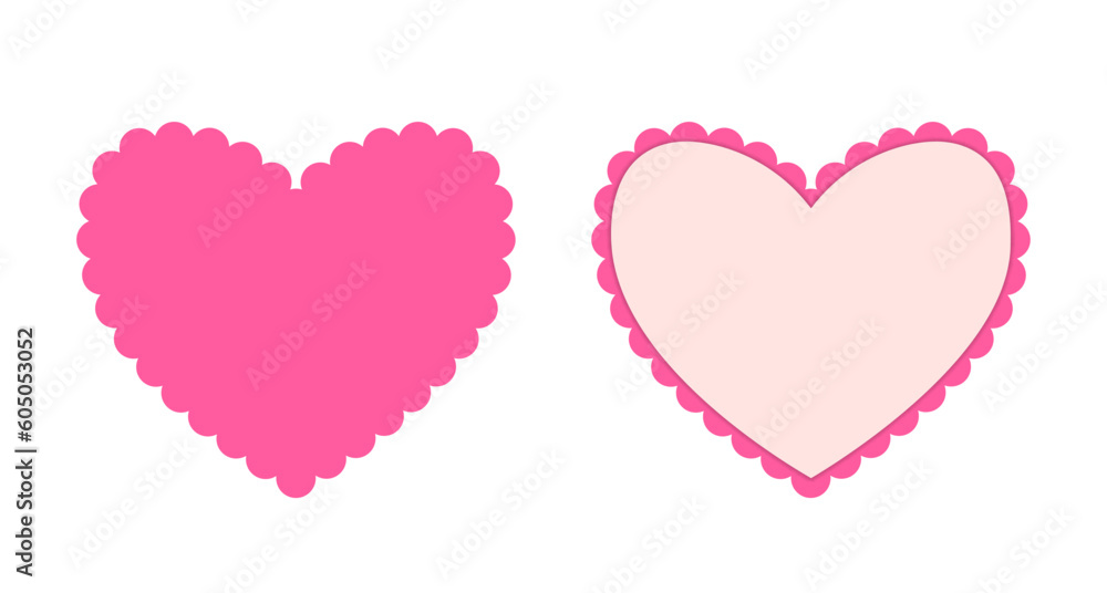 Scalloped bunting heart shape banner template. Clipart image isolated on white background